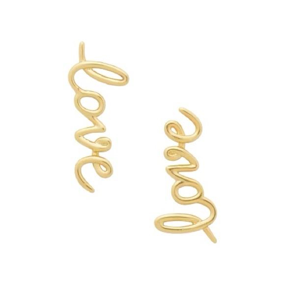 kate spade Jewelry - Kate Spade Gold Tone “Say Yes to Love” Script Drop Earrings